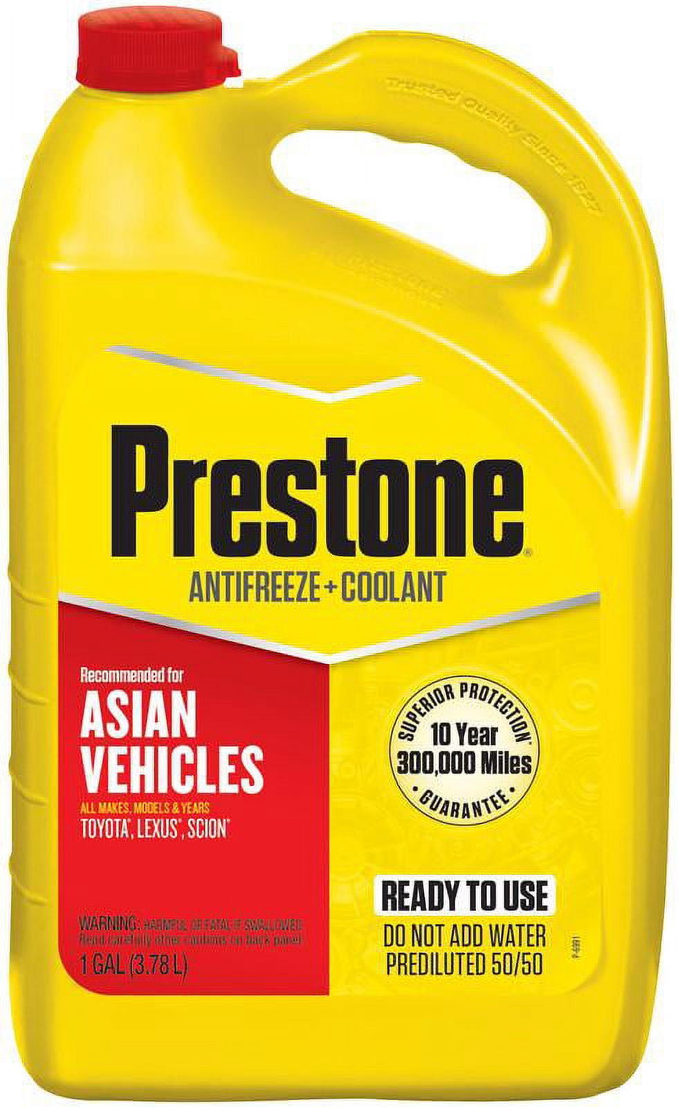 Classic Prestone Asian Vehicles (Red) Antifreeze+Coolant -1 Gal - Ready to Use, 50/50