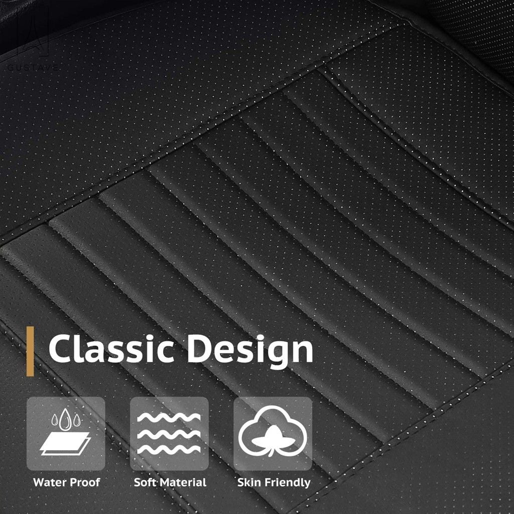 Versatile Gustave Universal Car Seat Cover, Car Front Seat Cushion Breathable PU Leather Pad Mat Non Slip Bottom for Auto Supplies Office Chair with Storage Pouch "Gray"