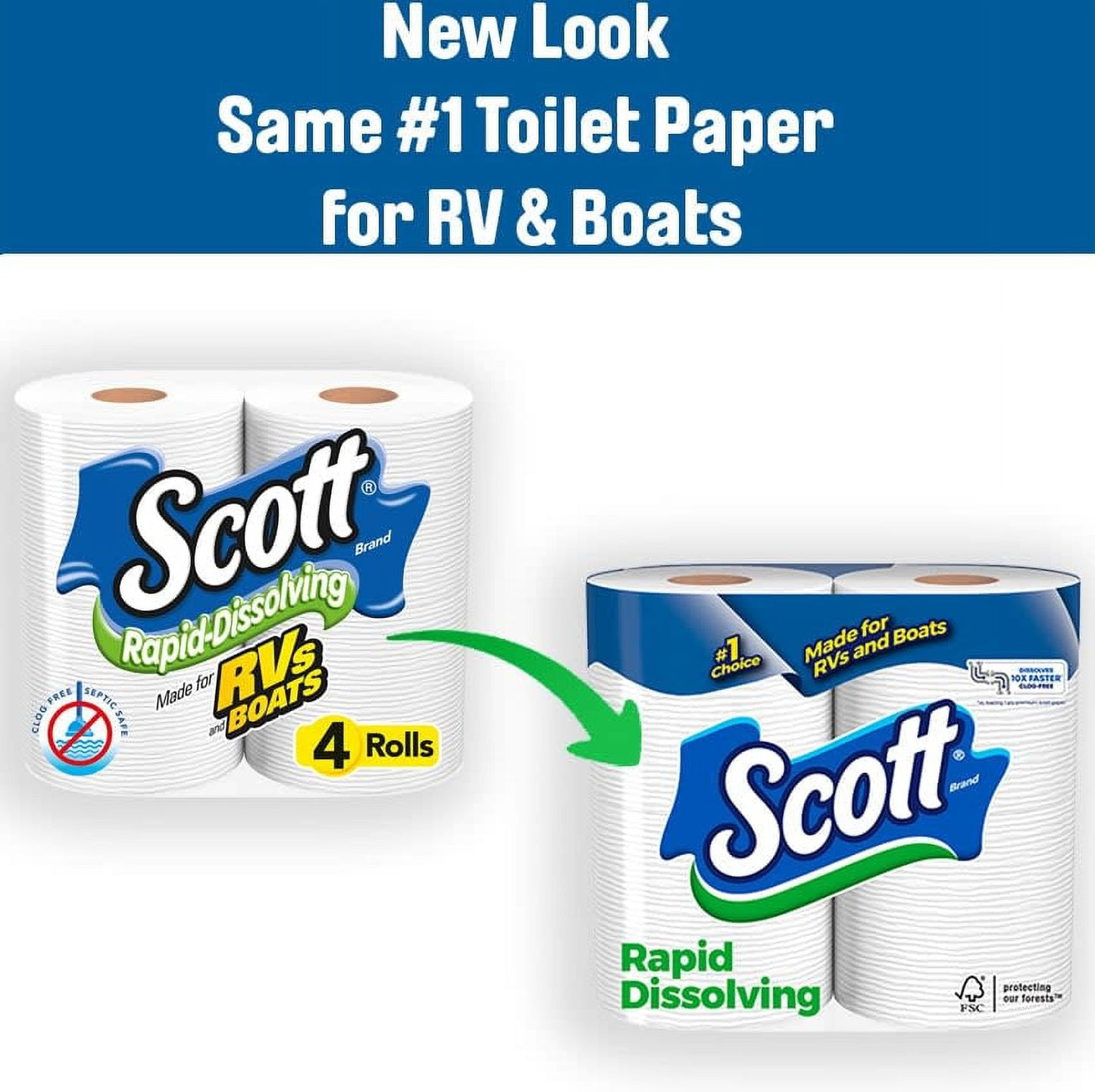 Versatile Scott Rapid-Dissolving Toilet Paper, 8 Double Rolls, 231 Sheets Per Roll (1,848 Total)