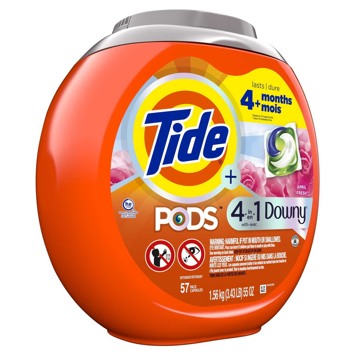 Versatile Tide Pods Laundry Detergent Soap Packs with Downy, April Fresh, 57 Ct