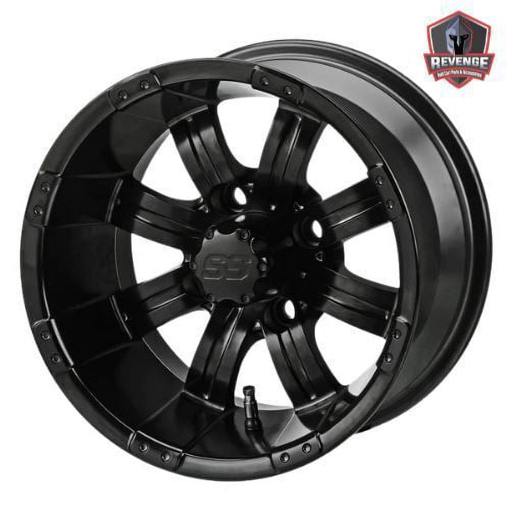 Classic 12" Casino Matte Black Golf Cart Wheels and Tires Combo (205/30-12) Set of 4