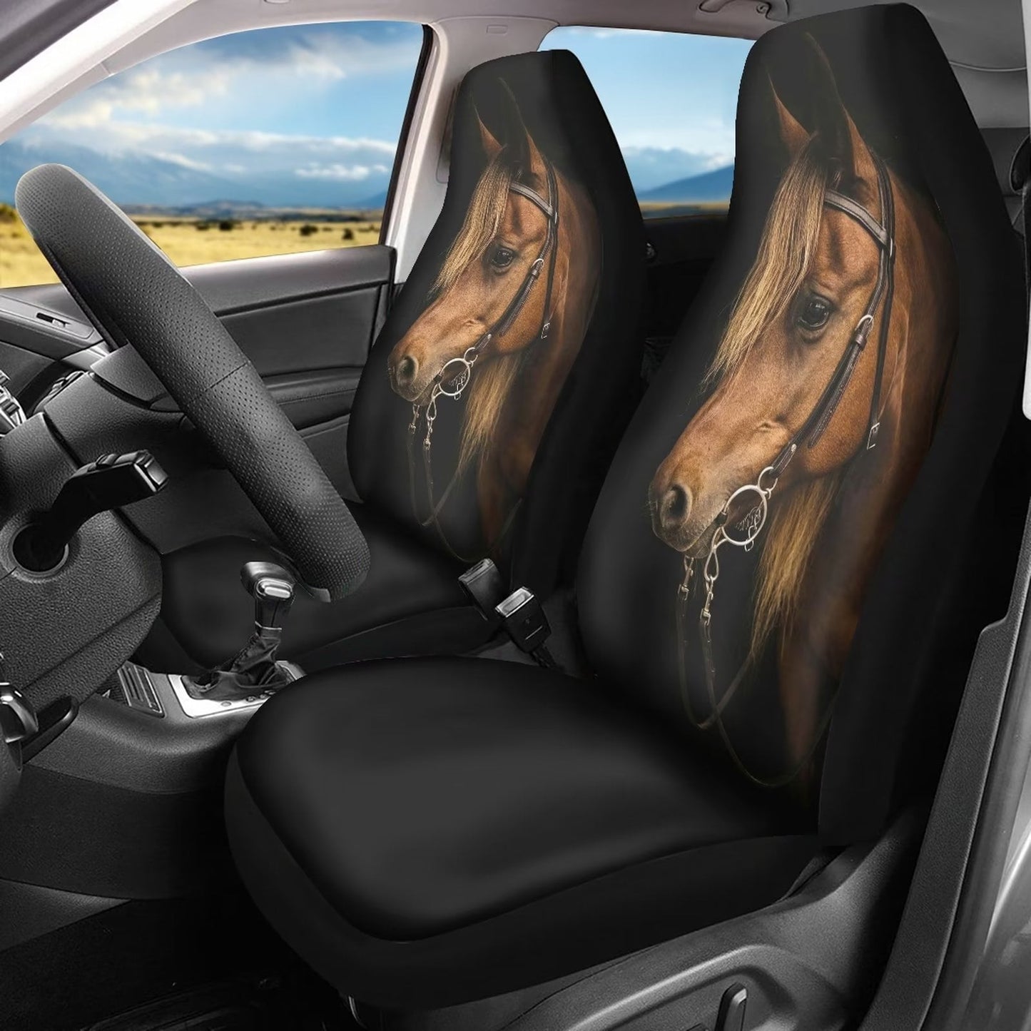 Versatile FKELYI Horse Car Seat Covers Front Only,Comfortable Auto Interior Seat Covers Full Set of 2,Washable Saddle Blanket Front Seat Cushion Covers for Women Men,Universal for Cars SUVs