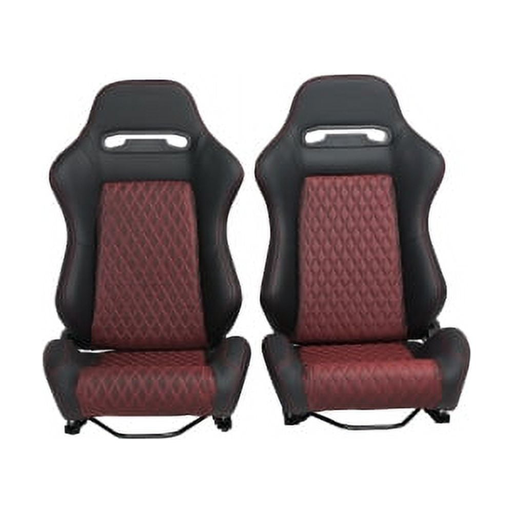 Classic Racing Seat High Quality Pvc With Suade Material Double Slider, 2Pcs, Red