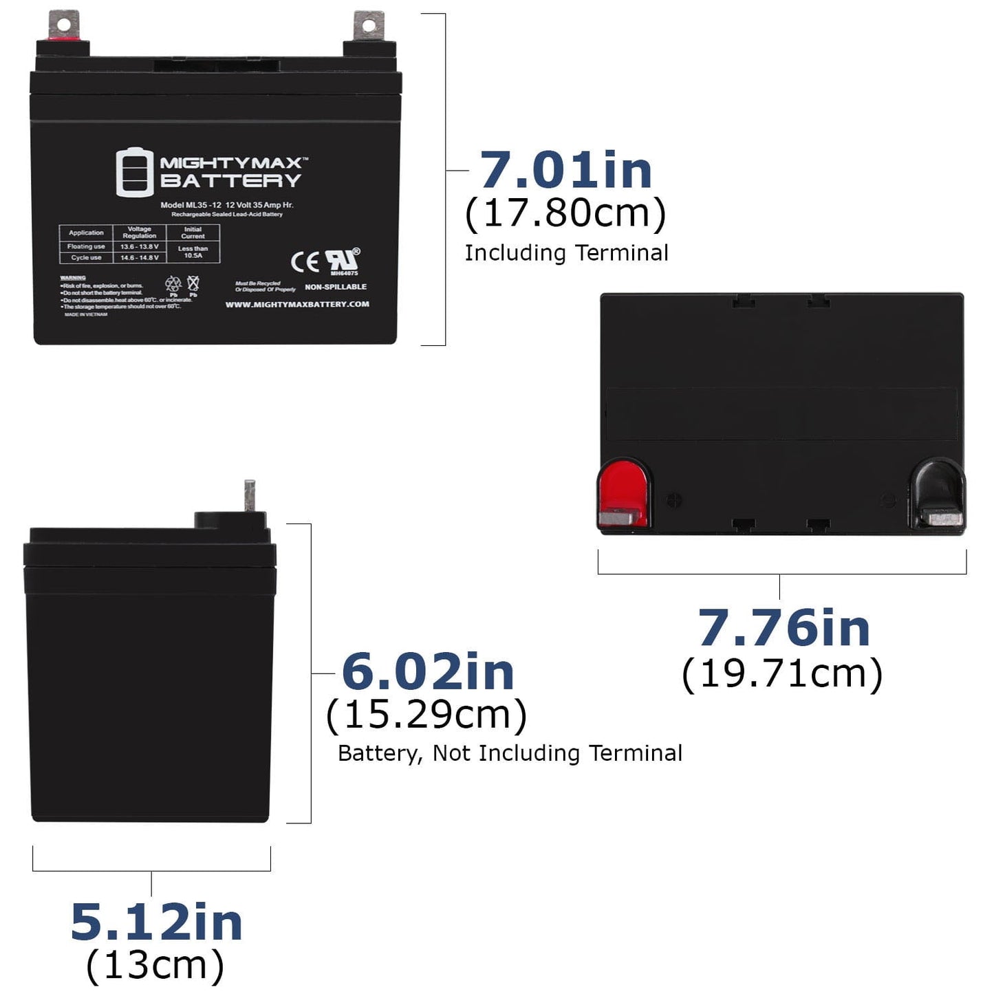 Versatile ML35-12 - 12V 35AH PRIDE Victory AGM1234T Scooter Battery