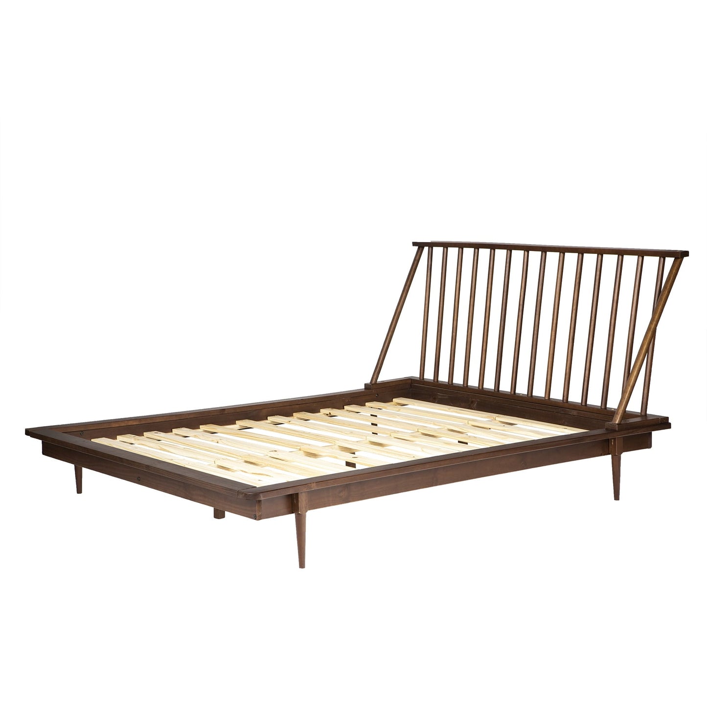 Versatile Walker Edison Modern Boho Queen Size Solid Wood Platform Bed, Walnut