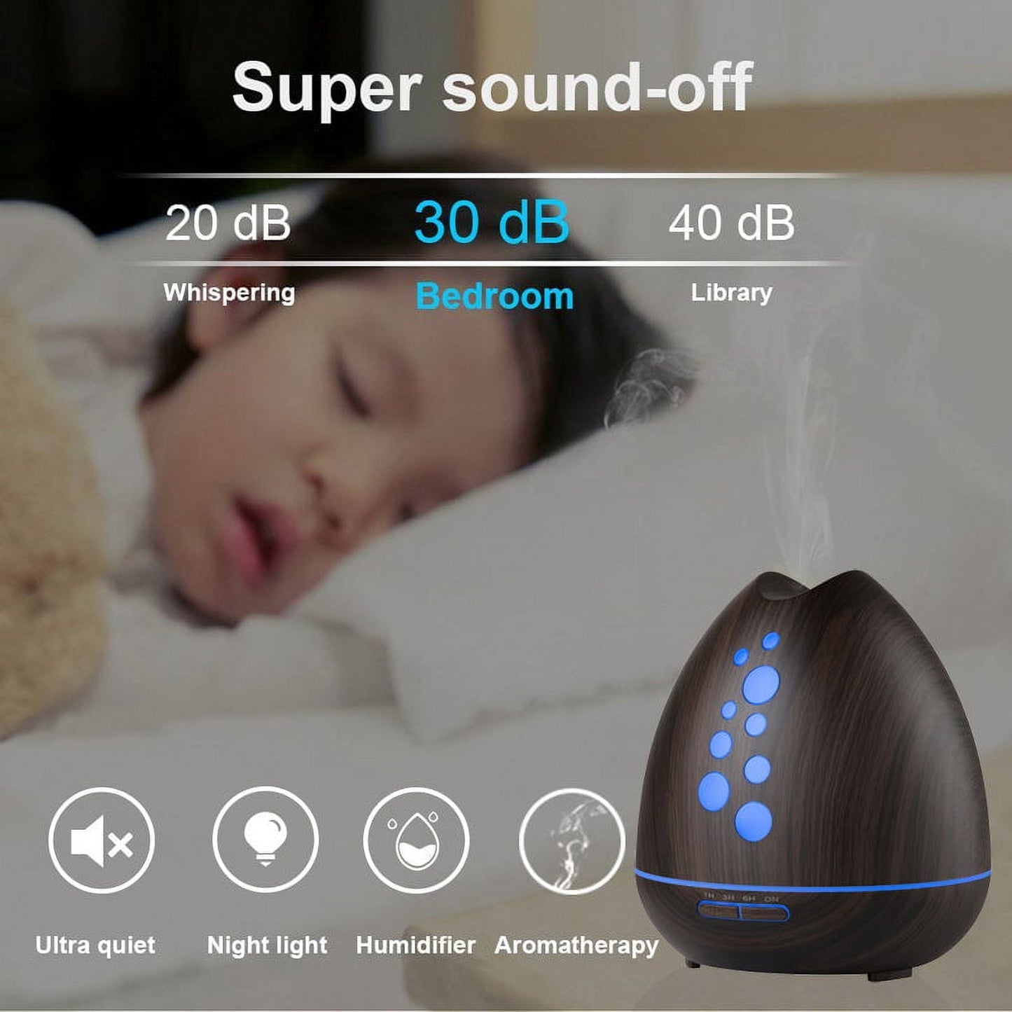 Versatile TGE Unique 400ML Essential Oil Diffuser Humidifier Bluetooth Music Speaker with Remote 7 Color LED Lights Auto Shut-off