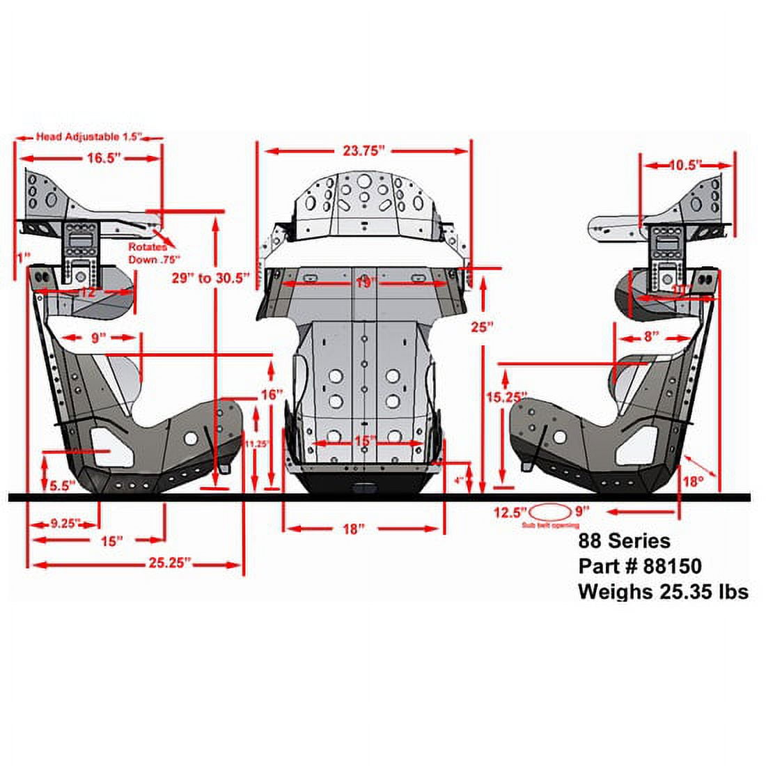 Versatile Kirkey 88 Series 18 Degree Racing Seat, 18.5 Inch