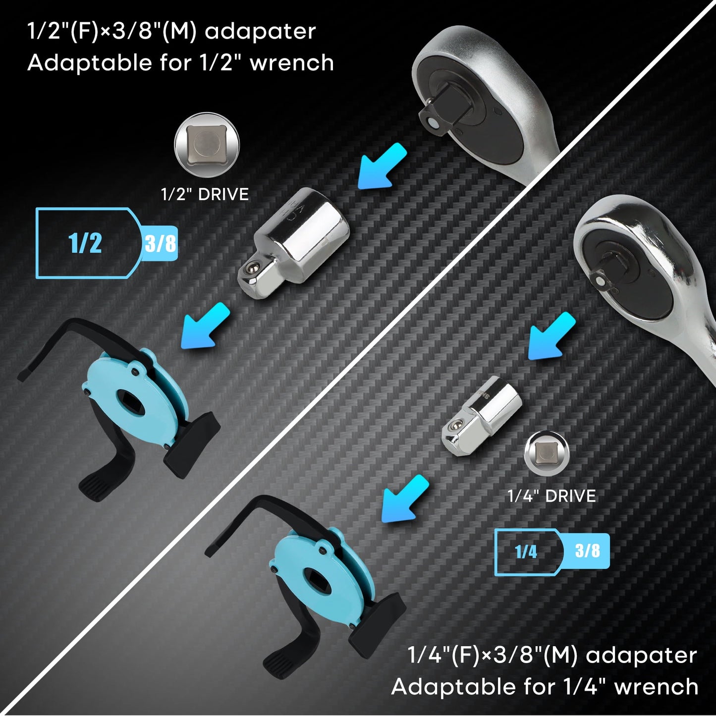 Versatile SHALL Oil Filter Wrench, 4PC Oil Filter Removal Tool, 12 Inch Adjustable Metal Oil Filter Pliers, 2PC Adapters, 2-Pack PVC Gloves