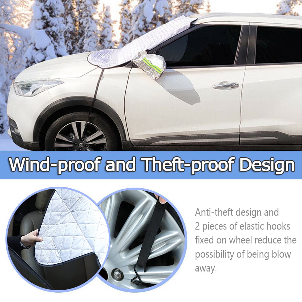 Classic IC ICLOVER Magnetic Car Windshield Snow Cover Thicken Sun Shade Frost Guard Winter Windshield Snow Ice Cover Car Windshield Protector for Car Trucks Vans and SUVs Stop Scraping Cute