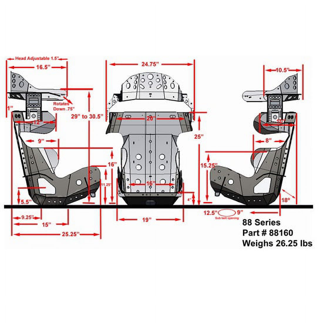 Versatile Kirkey 88 Series 18 Degree Racing Seat, 18.5 Inch