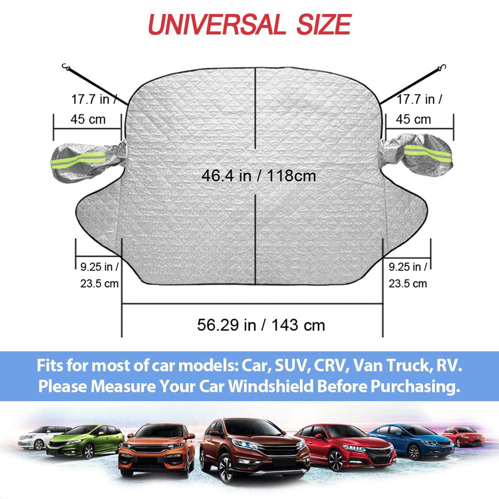 Classic IC ICLOVER Magnetic Car Windshield Snow Cover Thicken Sun Shade Frost Guard Winter Windshield Snow Ice Cover Car Windshield Protector for Car Trucks Vans and SUVs Stop Scraping Cute