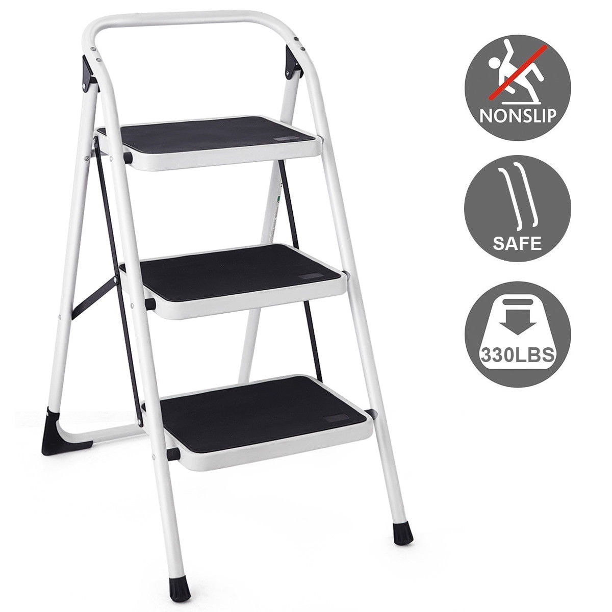 Classic Costway 3 Step Lightweight Ladder HD Platform Foldable Stool 330 LB Cap. Saving Space