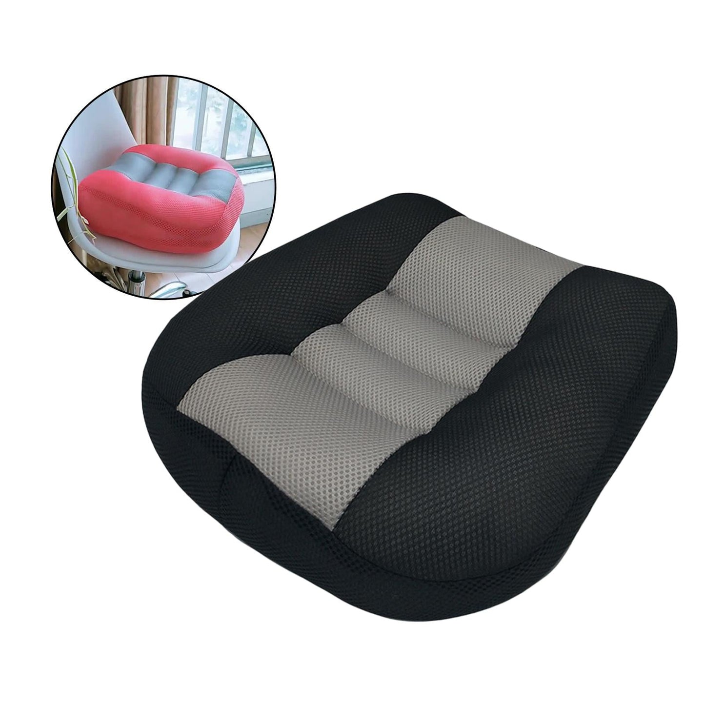 Classic Adult Car Driver Seat Cushion Boost Mat Breathable Mesh Portable Angle Black