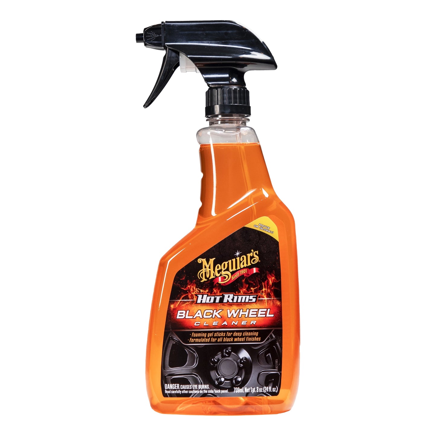 Classic Meguiar's Hot Rims Black Wheel Cleaner, Best Cleaner for Matte Black Wheels, G230524, 24 oz