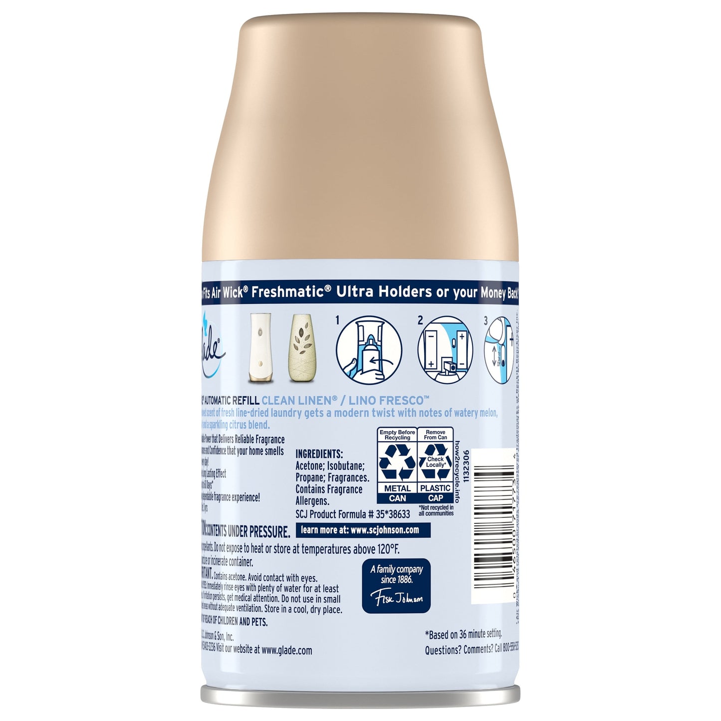 Versatile Glade Automatic Spray Refill, Air Freshener, Clean Linenâ¢, 6.2 oz