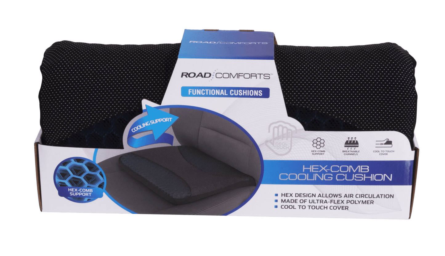 Classic Auto Drive Car Seat Cushion Hex Gel Black and Blue Universal Fit, 19CU22, 1 Piece