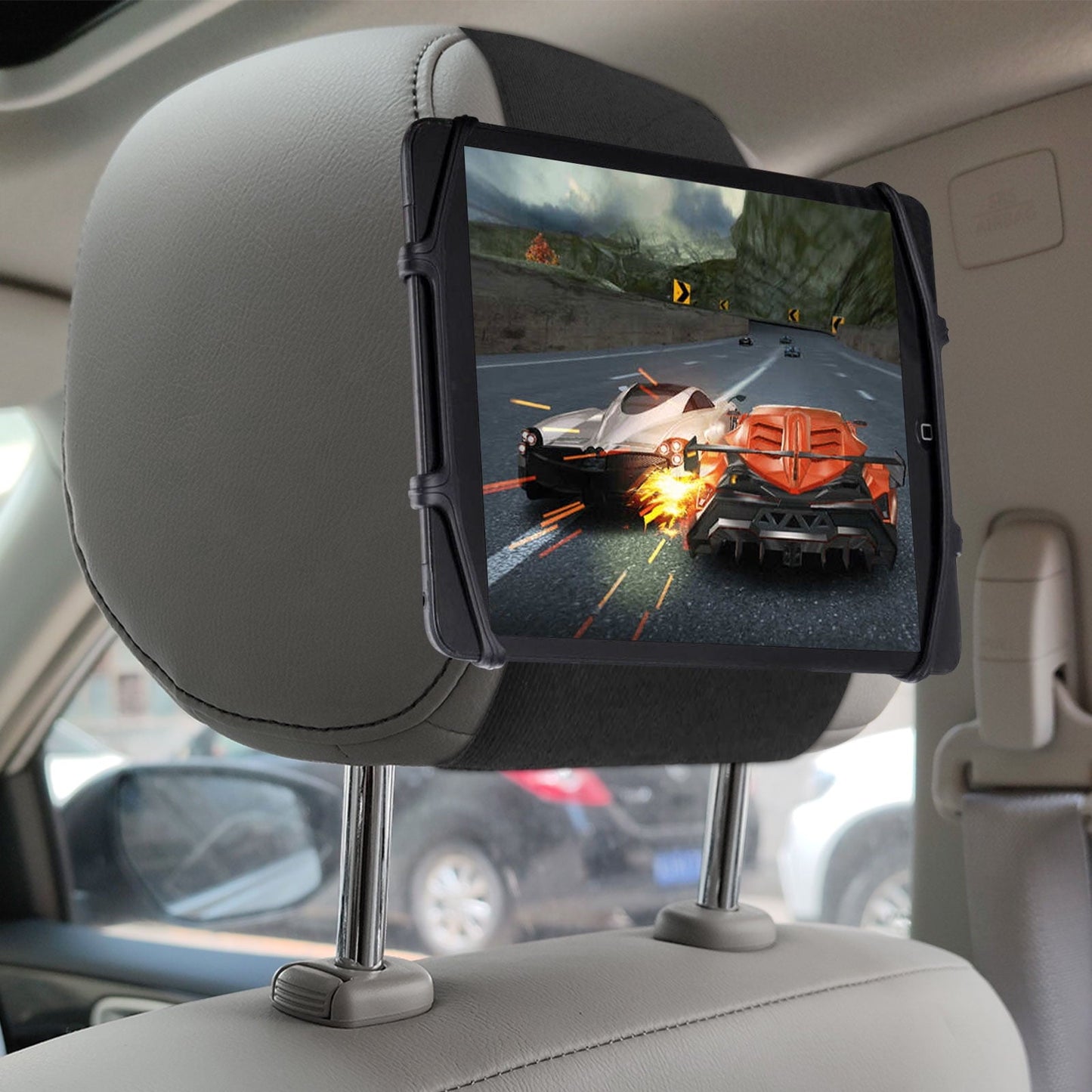 Versatile Headrest Mount Tablet Holder for Car, TSV Universal Silicone Holder for Kids Tablet Stand, Angle-Adjustable Car Seat Head Rest Holder Fits for 7-10.5'' iPad Mini Air Pro Nintendo Switch