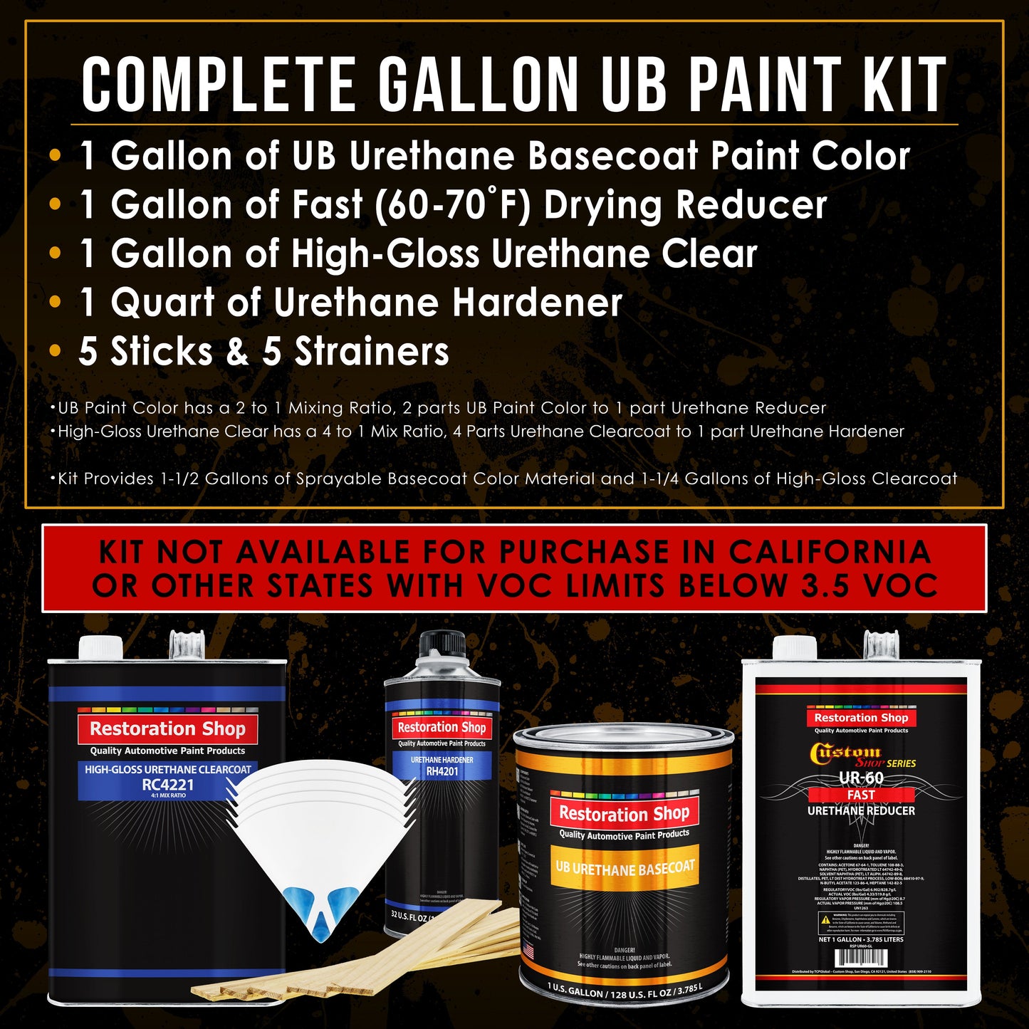 Versatile Quarter Mile Red Gallon URETHANE BASECOAT CLEARCOAT Car Auto Paint FAST Kit