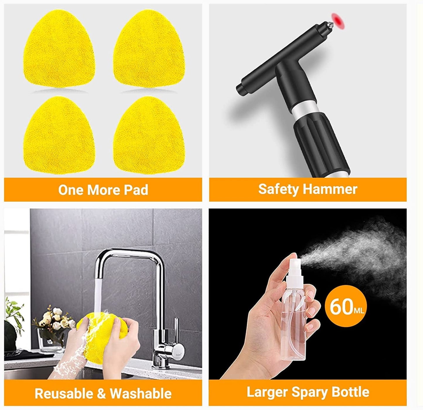 Classic AstroAI, Car Window Cleaner, Microfiber Car Windshield Cleaning Tool with Extendable Handle and Washable Reusable Cloth Pad Head Auto Interior Exterior Glass Wiper Kits, Yellow