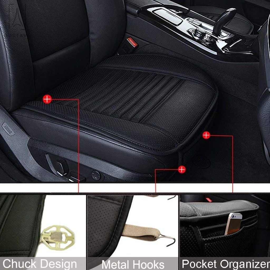 Versatile Gustave Universal Car Seat Cover, Car Front Seat Cushion Breathable PU Leather Pad Mat Non Slip Bottom for Auto Supplies Office Chair with Storage Pouch "Gray"