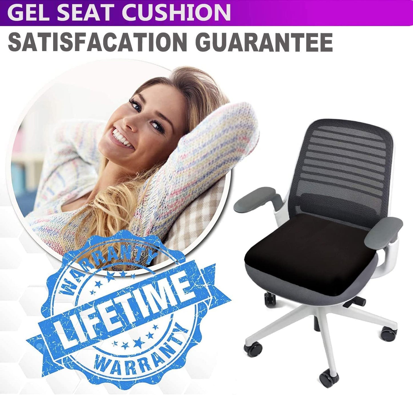 Classic Gel Enhanced Seat Cushion for Long Sitting - Double Thick Honeycomb Breathable Design Egg Seat Cushion with Non-Slip Cover - Office Chair Car Cooling Seat Cushion - Computer Desk Pain Relief Pad