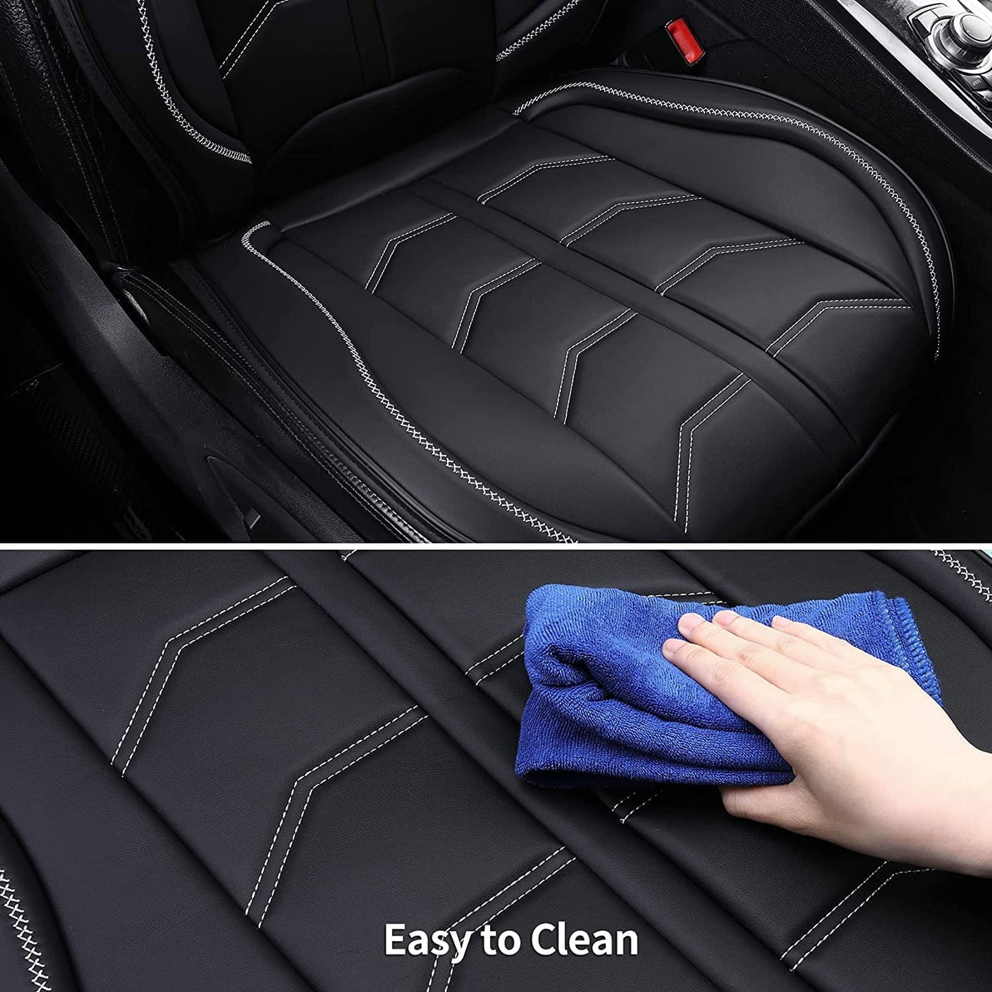 Classic Coverado Front Seat Covers, Waterproof Leatheratte Car Seat Protector 2 Pieces, Protective Seat Cushions Universal Fit Most Vehicles, Sedans, SUVs, Trucks and Vans, Line Pattern