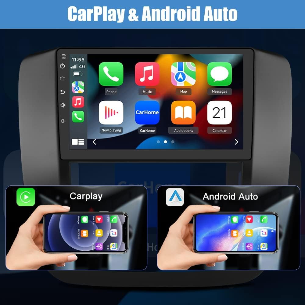 Versatile Car Radio Stereo for GMC Yukon Chevrolet Chevy Tahoe Suburban 2007-2012 with Built in wireless Apple CarPlay Andriod Auto Black