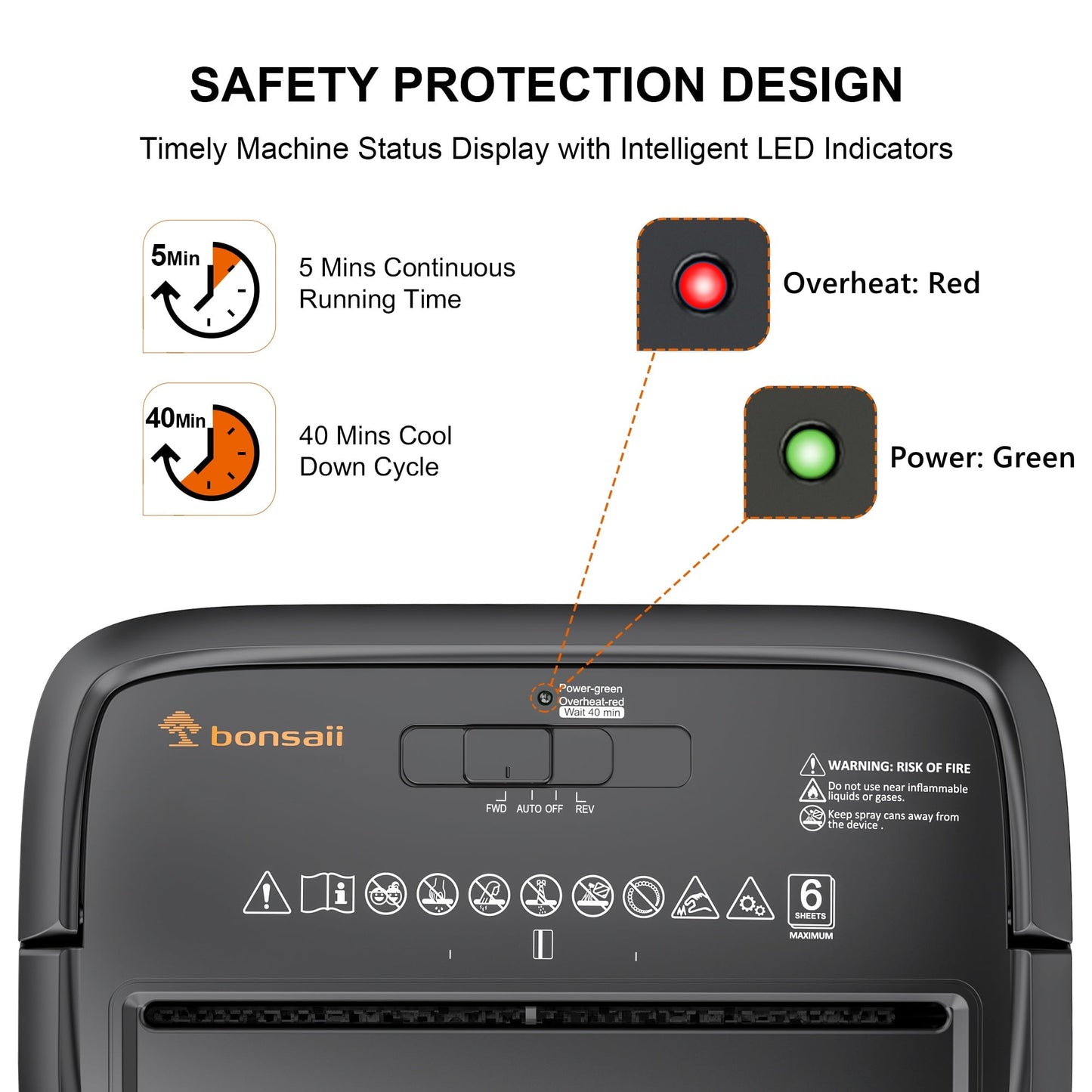 Classic Bonsaii 6-Sheet Micro-Cut Paper Shredder for Home Office Use with Portable Handle