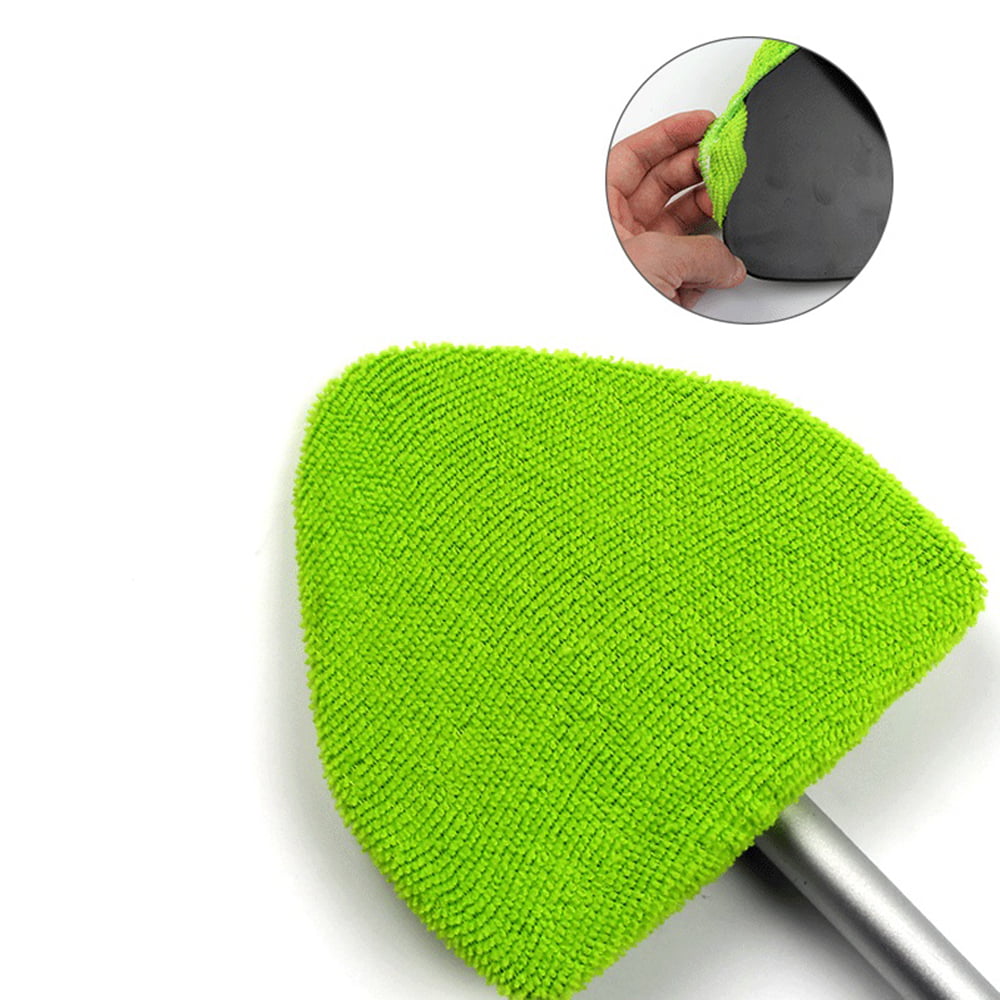 Classic Byseng Car Windshield Cleaner, Windshield Cleaning Tool for Car, Microfiber Car Window Cleaner with Extendable Handle + 4 Reusable and Washable Microfiber Pads - Green