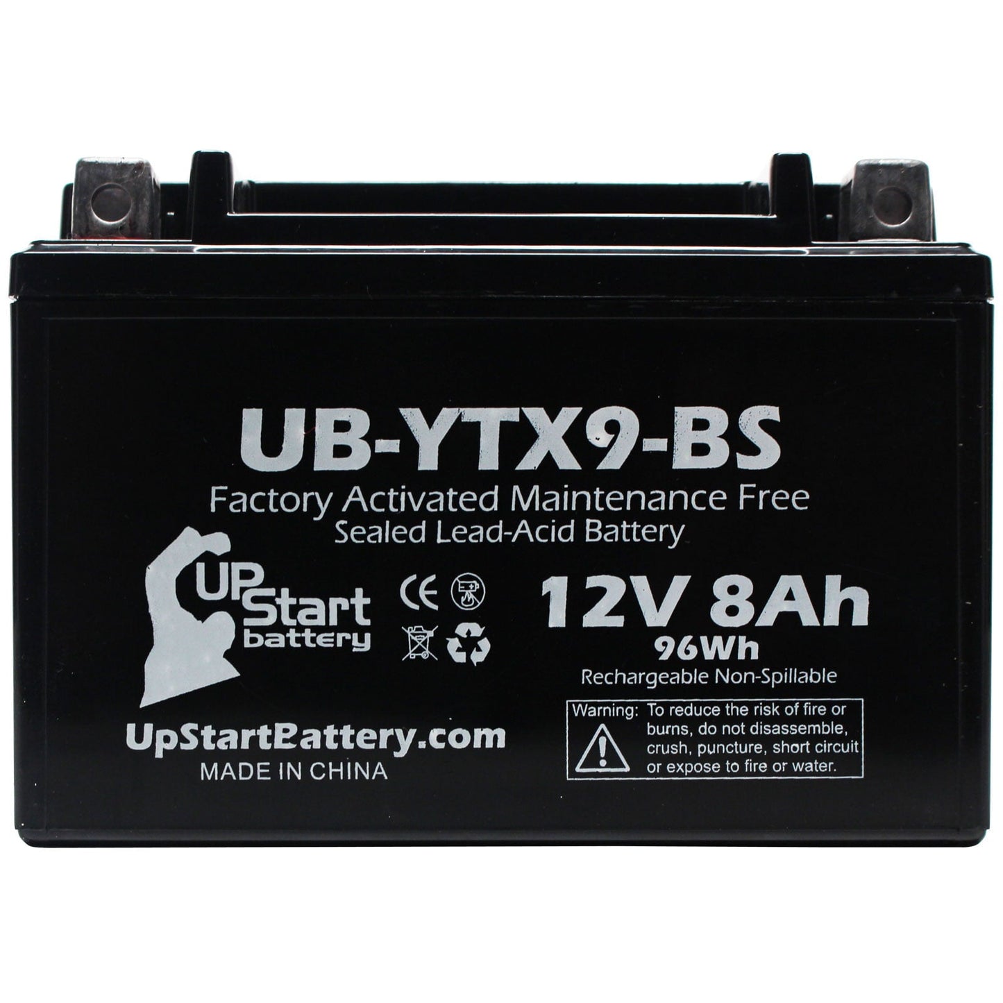 Versatile UpStart Battery Replacement 2008 Honda TRX700XX 700CC Factory Activated, Maintenance Free, ATV Battery - 12V, 8Ah, UB-YTX9-BS