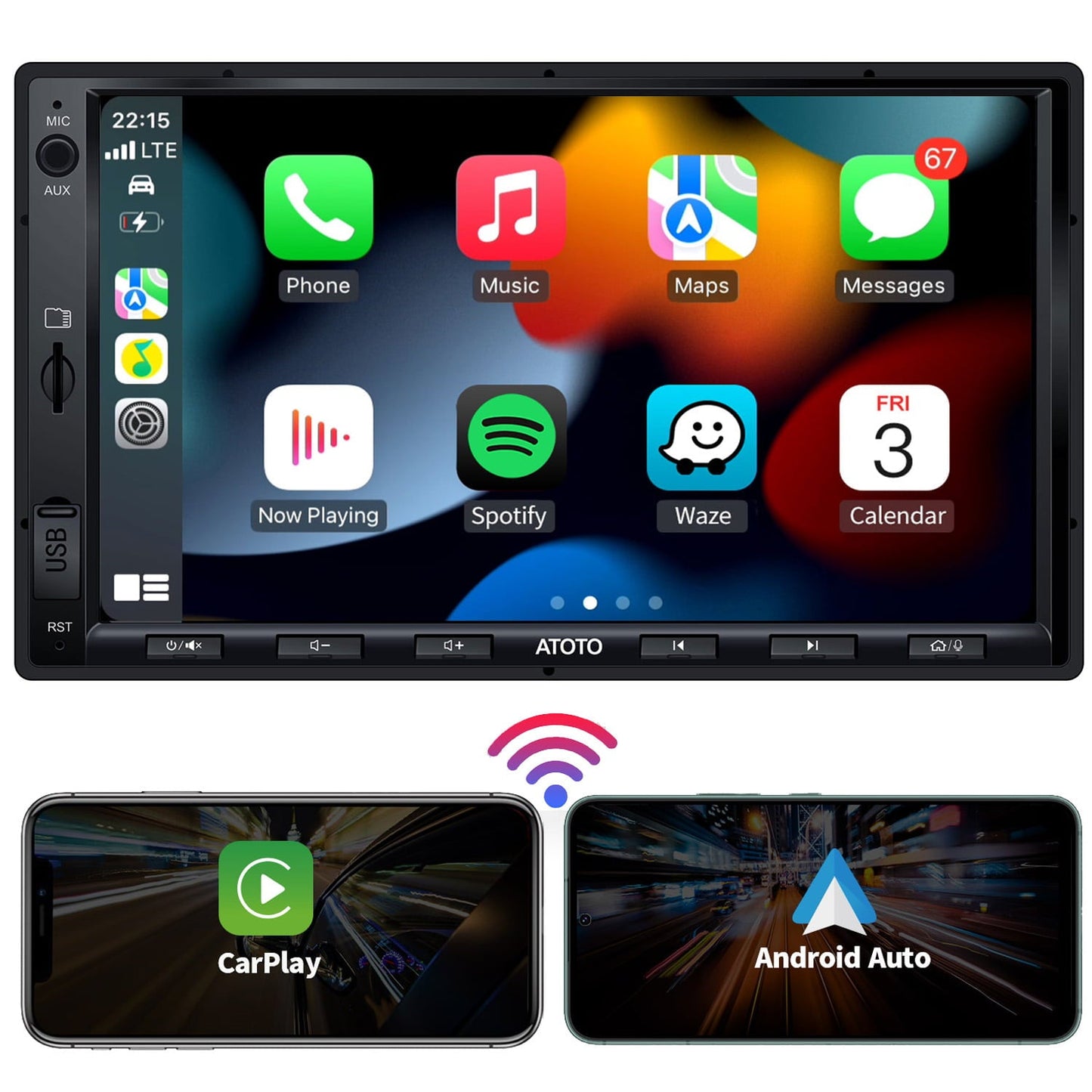 Classic ATOTO F7XE 7inch QLED Double Din Car Stereo with Bluetooth,Wireless Carplay&Android Auto Car Radio with SiriusXM,Quick Charge