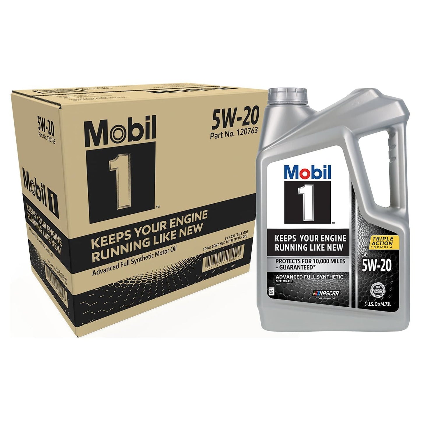 Versatile Mobil 1 Advanced Full Synthetic Motor Oil 5W-20, 5 qt  (3 Pack)