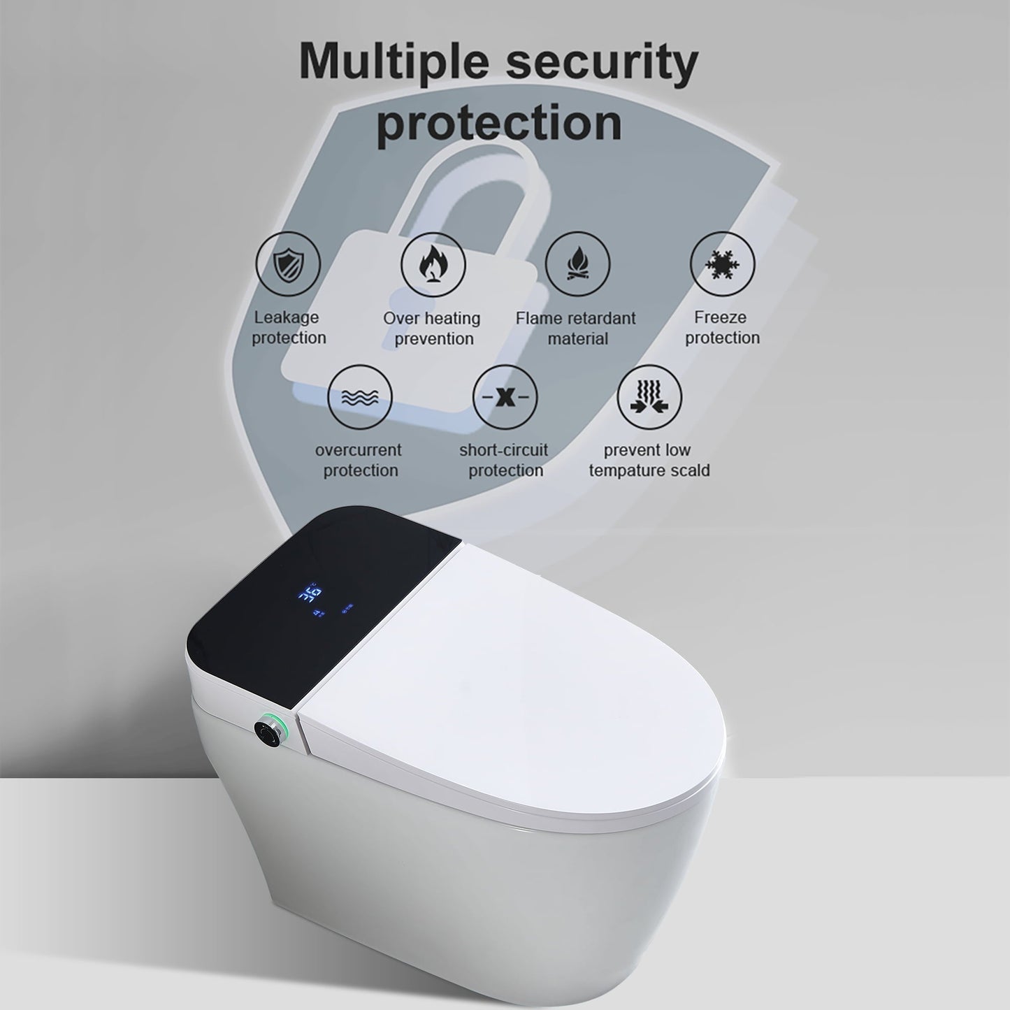 Classic Teekyooly Smart Toilet,One Piece Bidet Toilet for Bathrooms,Modern Elongated Toilet with Warm Water, Auto Flush, Foot Sensor Operation, Heated Bidet Seat ,Tankless Toilets with LED Display