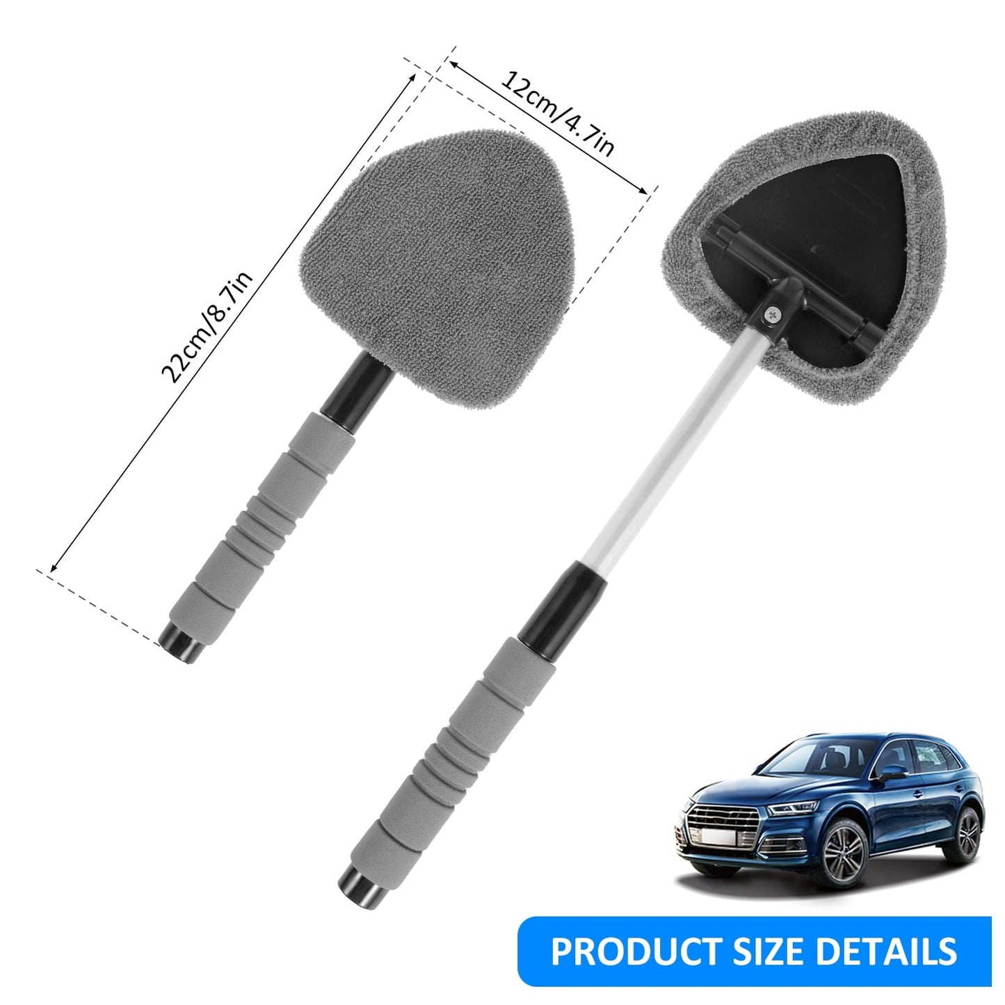 Versatile CIVG Windshield Cleaner Microfiber Car Window Cleaner with 4 Reusable and Washable Pads Extendable Handle and Spray Bottle Auto Interior Exterior Glass Wiper Car Window Cleaning Tool Kit