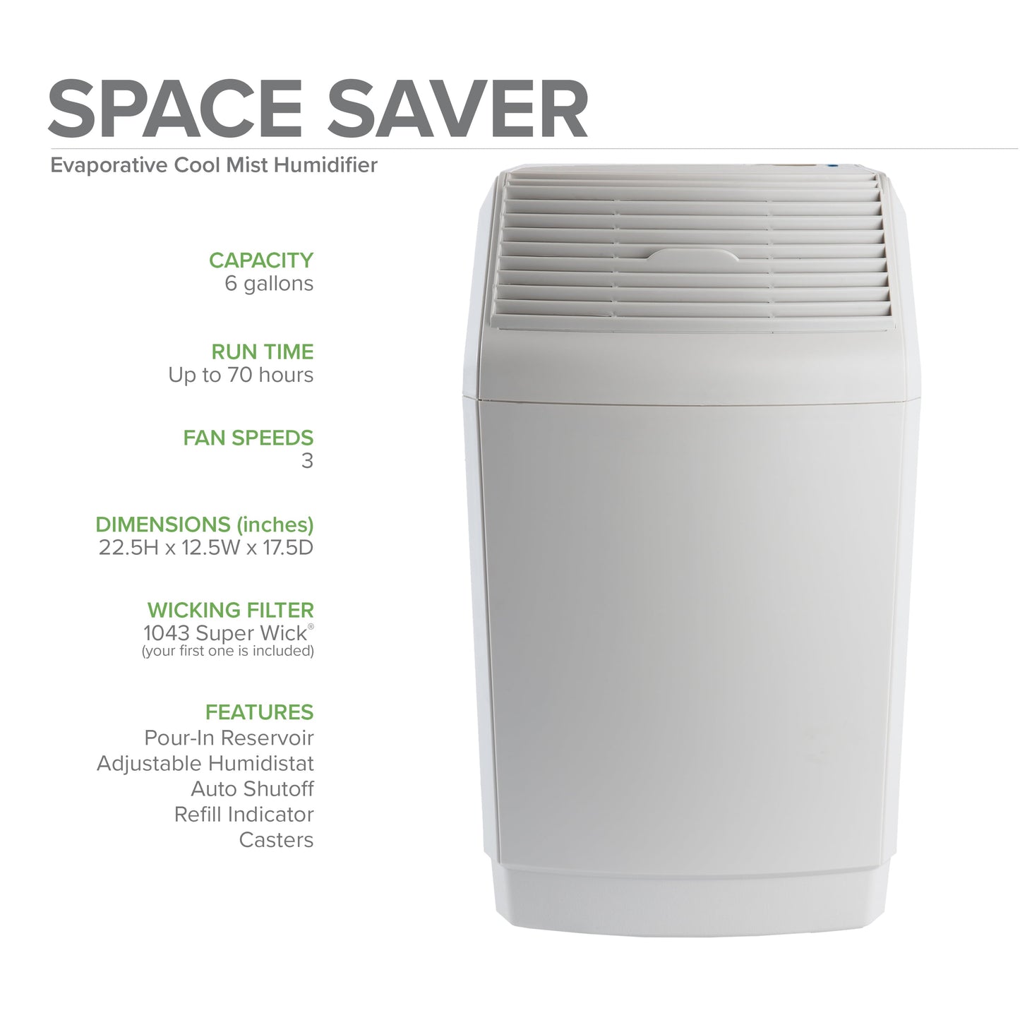 Classic AIRCARE 831000 Space-Saver, White Whole House Evaporative Humidifier 2700 sq. ft