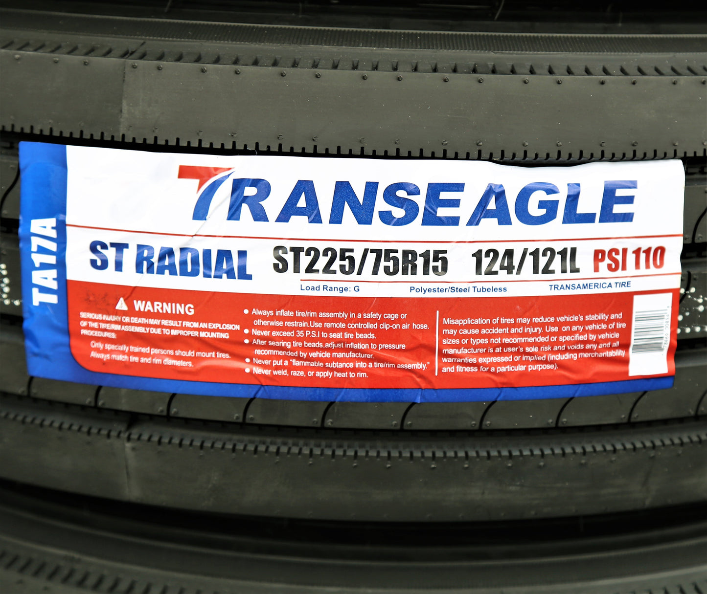 Versatile Transeagle All Steel STR Trailer Tire - ST225/75R15 124L LRG 14PLY