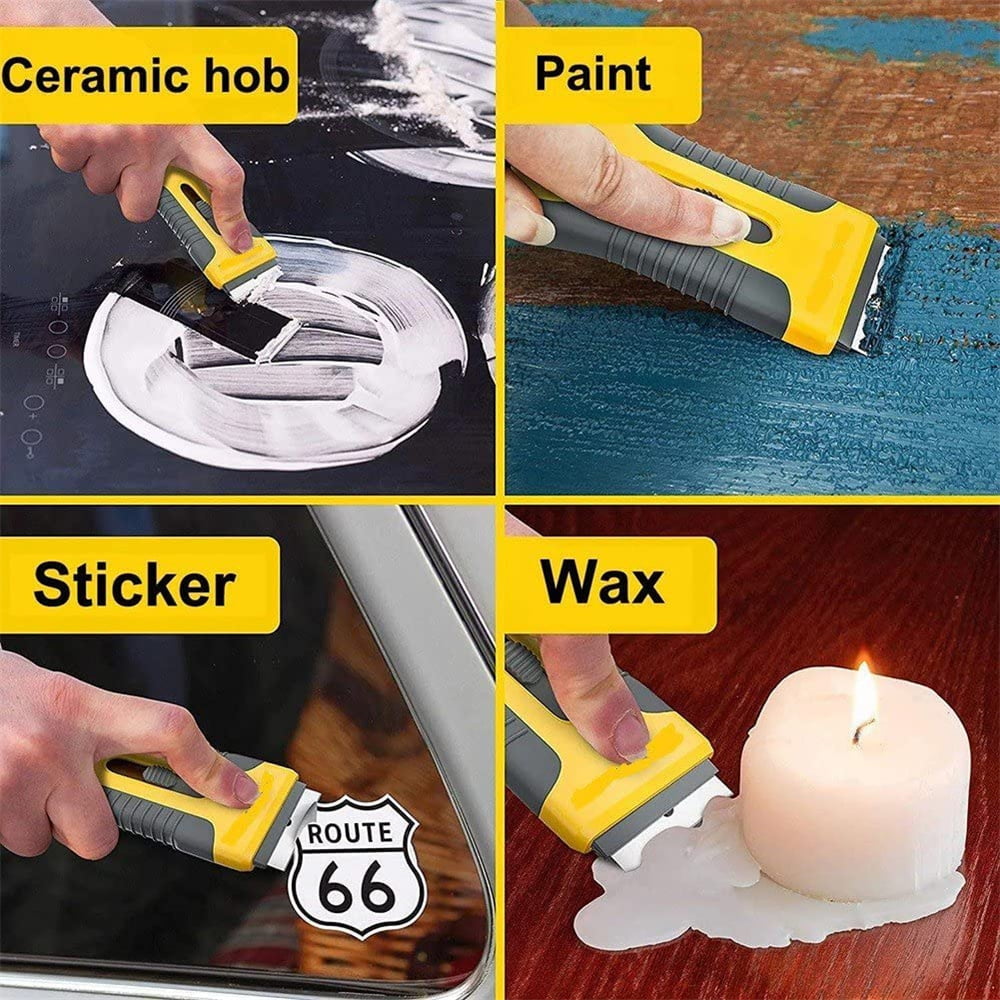 Classic Car Window Glass Adhesive Ceramic Shaving Scraper Blade Tint Vinyl Wrap Glue Remover Cleanser with 10 PCS Blades