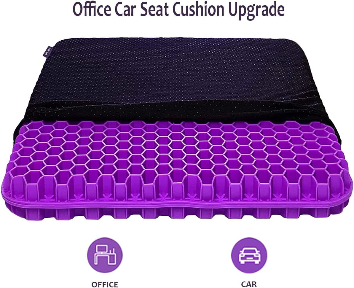 Versatile Gel Seat Cushion Pillow - Double Thick Office Chair Car Egg Seat Cushion Pillow for Back, Coccyx & Tailbone Pain Relief Pad - Pressure Reducing Honeycomb Designed for Comfort