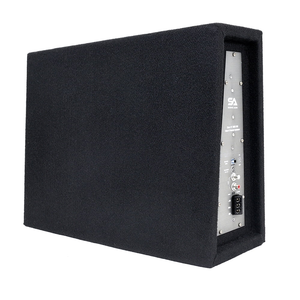 Classic Seismic Audio - SA-SCE12-A - Powered 12 Inch 600 Watt Slim Shallow Mount Car & Truck Audio Subwoofer Enclosure