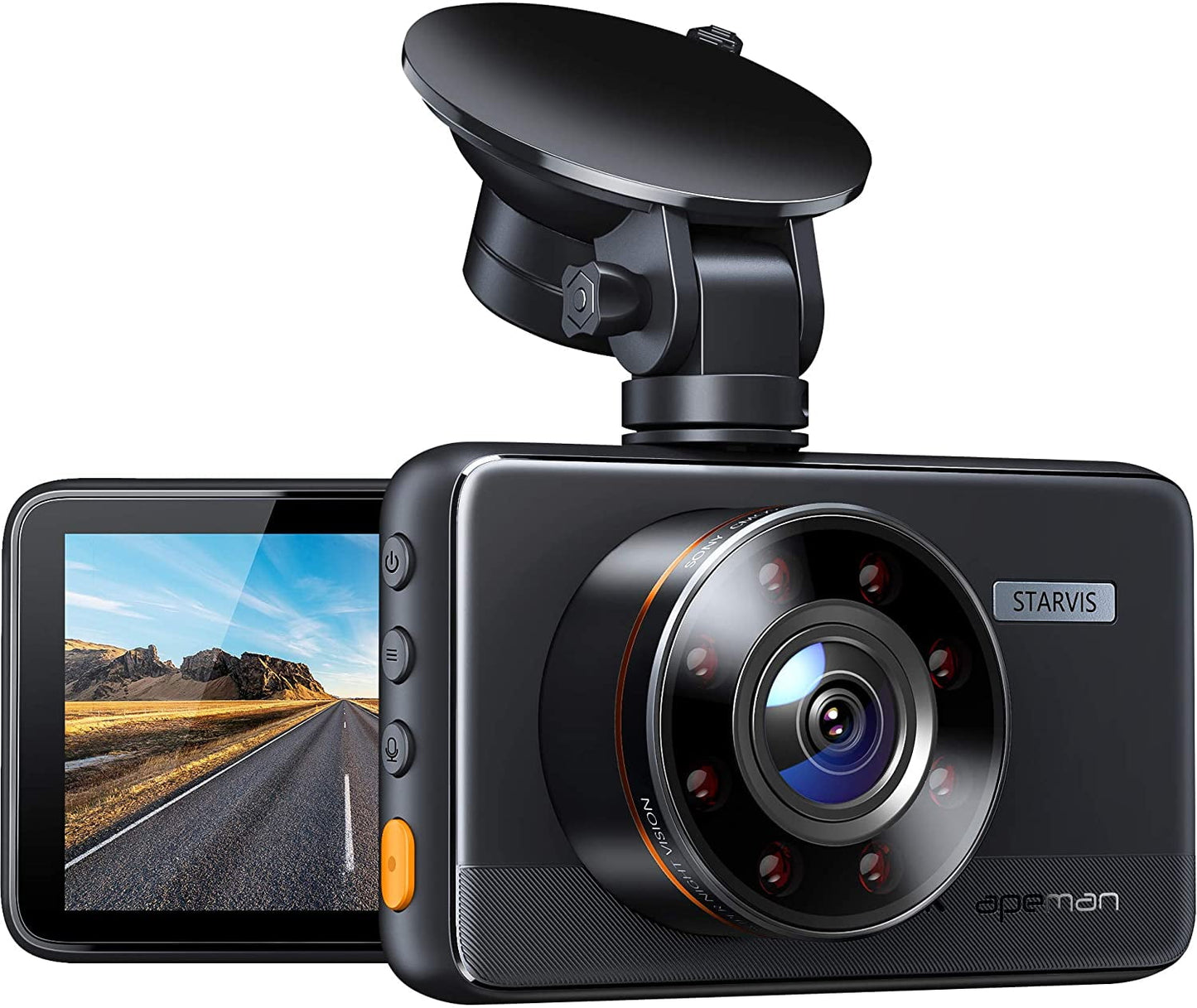 Classic APEMAN Dash Cam, Superior Night Vision WDR, 1080P Dash Camera Sony Sensor, 3'' IPS Screen, 170Â° Wide Angle, Black, Support GPS