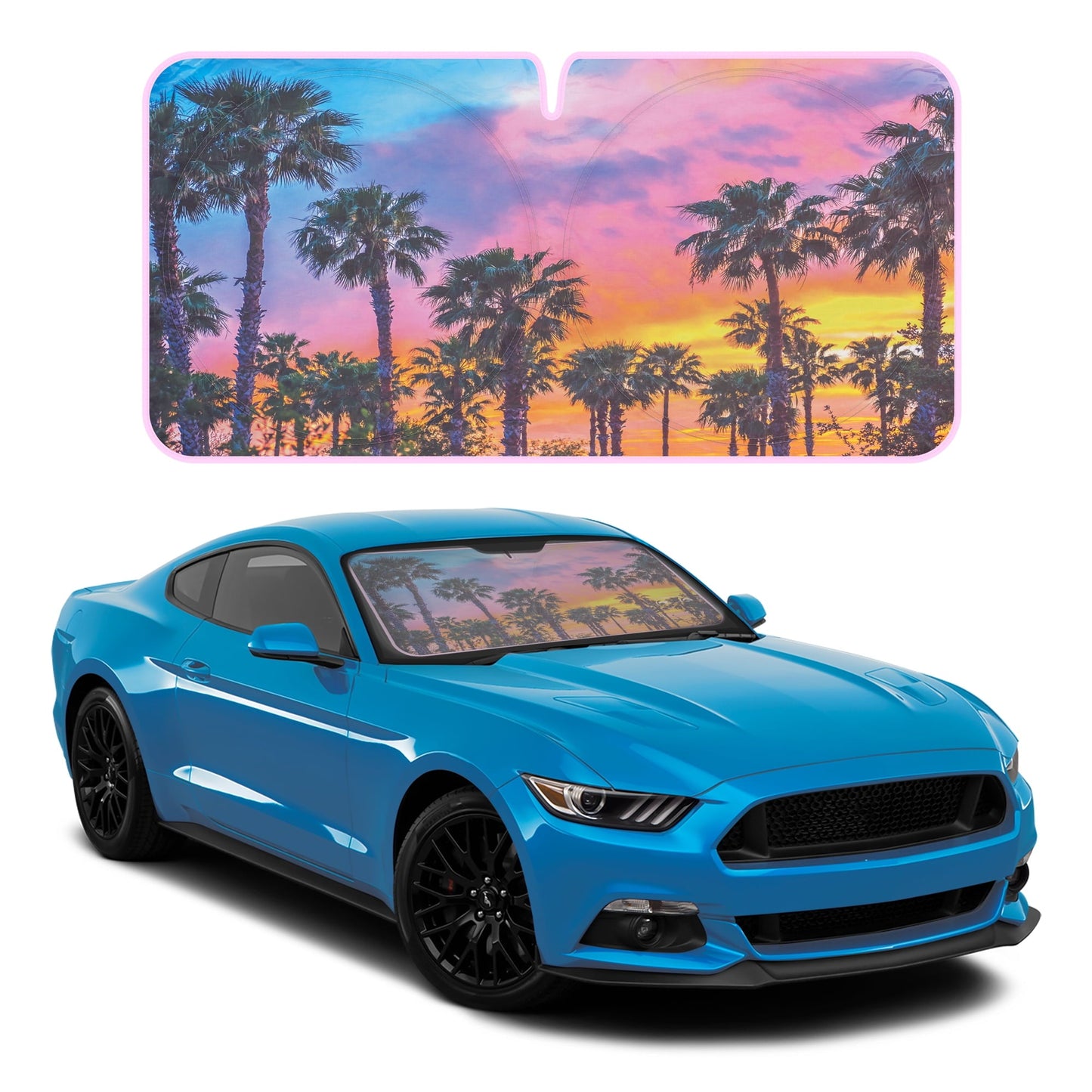 Classic BDK CBAS-3101 Sunset Palm Trees Car Window Windshield Sun Shade Visor 64"x32"