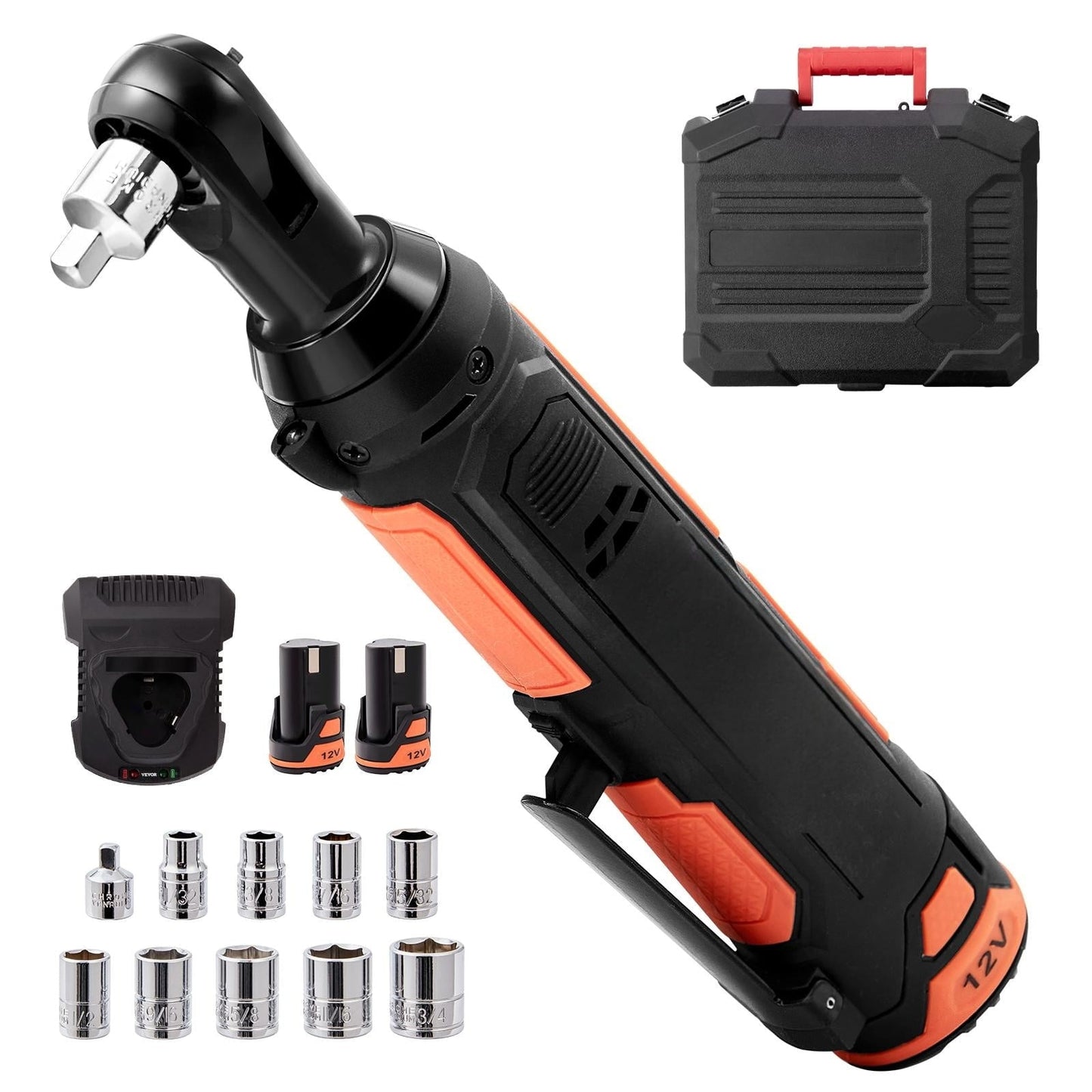 Versatile BENTISM Cordless Electric Ratchet Wrench Cordless Ratchet 3/8" 12V 2 Batteries