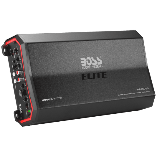 Classic BOSS Audio Systems BE4000D Elite Series Car Audio Amplifier - 4000 High Output, Class D, Monoblock, 1/8 Ohm, High/Low Level Inputs, Low Pass Crossover, Hook Up To Stereo and Subwoofer