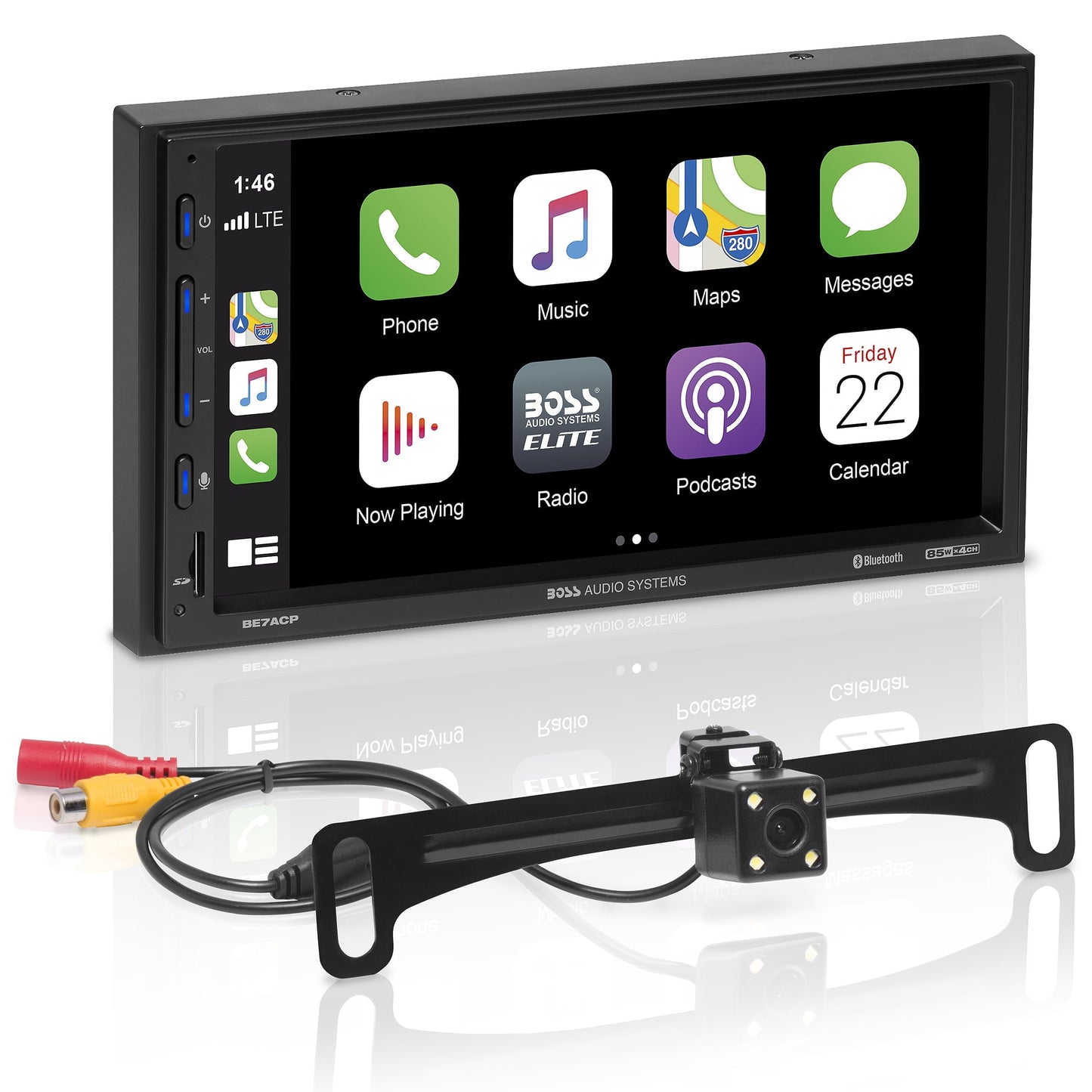 Classic BOSS Audio Systems Elite BE7ACP-C Car Audio Stereo System - Apple CarPlay, Android Auto, 7 inch Double Din, Touchscreen, Bluetooth Head Unit, Radio Receiver, No CD Player, Backup Camera, for Amplifier