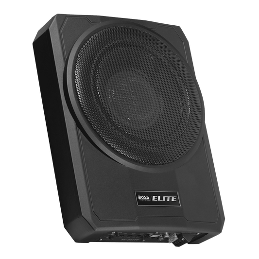 Versatile BOSS Audio Systems SLIM10 Elite Series 10 Inch Powered Car Audio Subwoofer - Low Profile, Remote Subwoofer Control, Built In Amplifier, Under Seat, For Truck, Hook Up To Amplifier