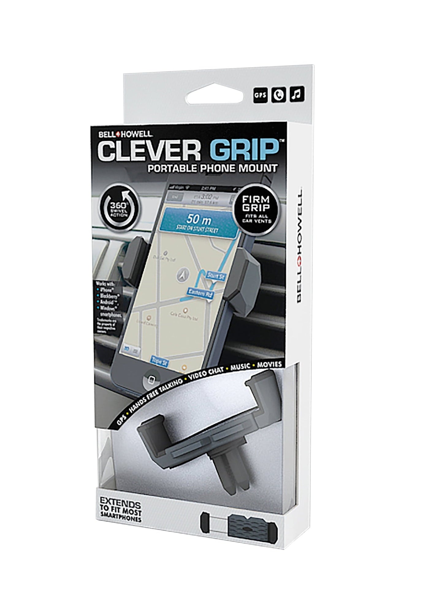 Versatile Bell Howell Clever Grip Portable Phone Mount Car Phone Mount As Seen On TV