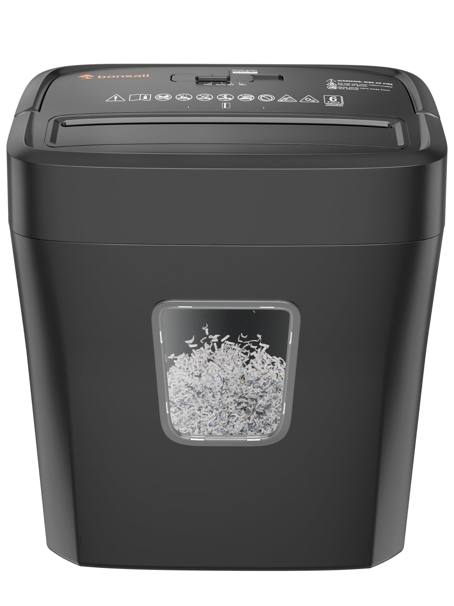 Classic Bonsaii 6-Sheet Micro-Cut Paper Shredder for Home Office Use with Portable Handle