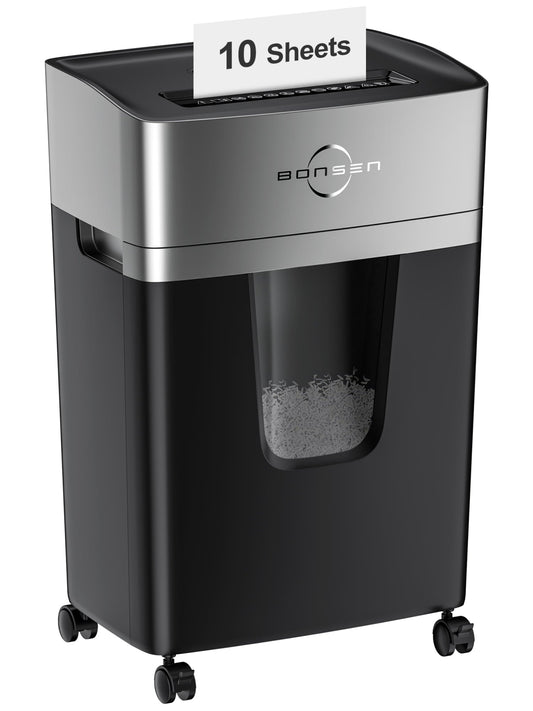 Classic Bonsen 10-Sheet Micro Cut Paper Shredder Home Office Shredder with 5.2 Gallon Wastebasket