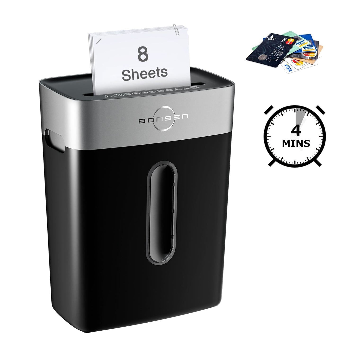 Classic Bonsen Shredder for Home Office, 8-Sheet P4 High Security  Crosscut Shredder, 4 Gallons Bin