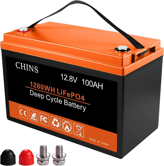 Classic CHINS LiFePO4 Lithium Iron Battery 12V 100Ah for Boat Fishing